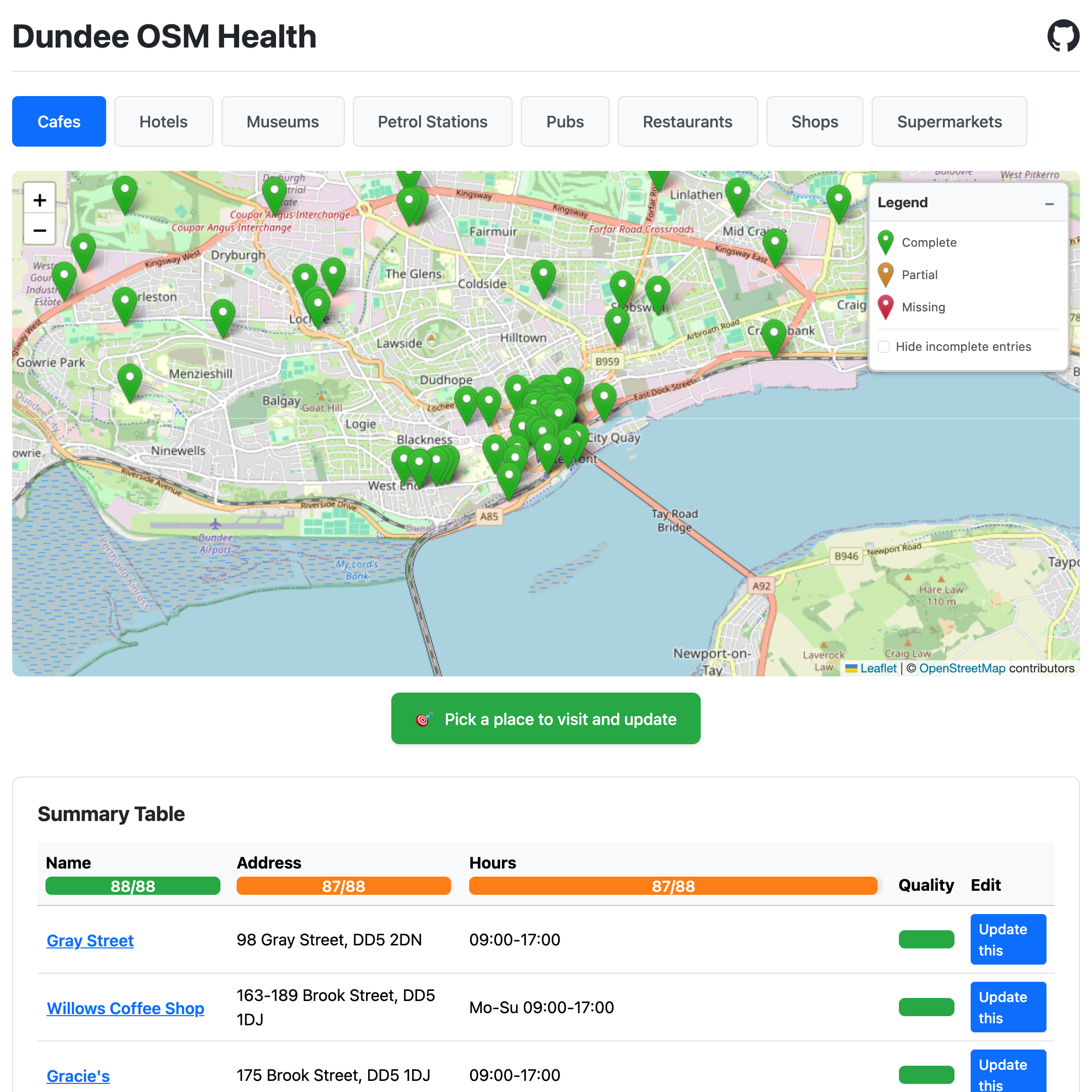 Dundee OSM Health screenshot